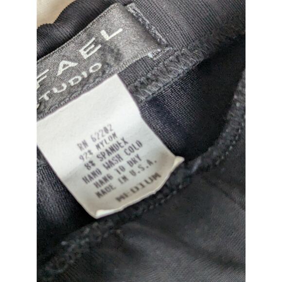 Vintage Rafael Studio Black Nylon Spandex Knit Pants Medium Made in USA pull on - Picture 2 of 10
